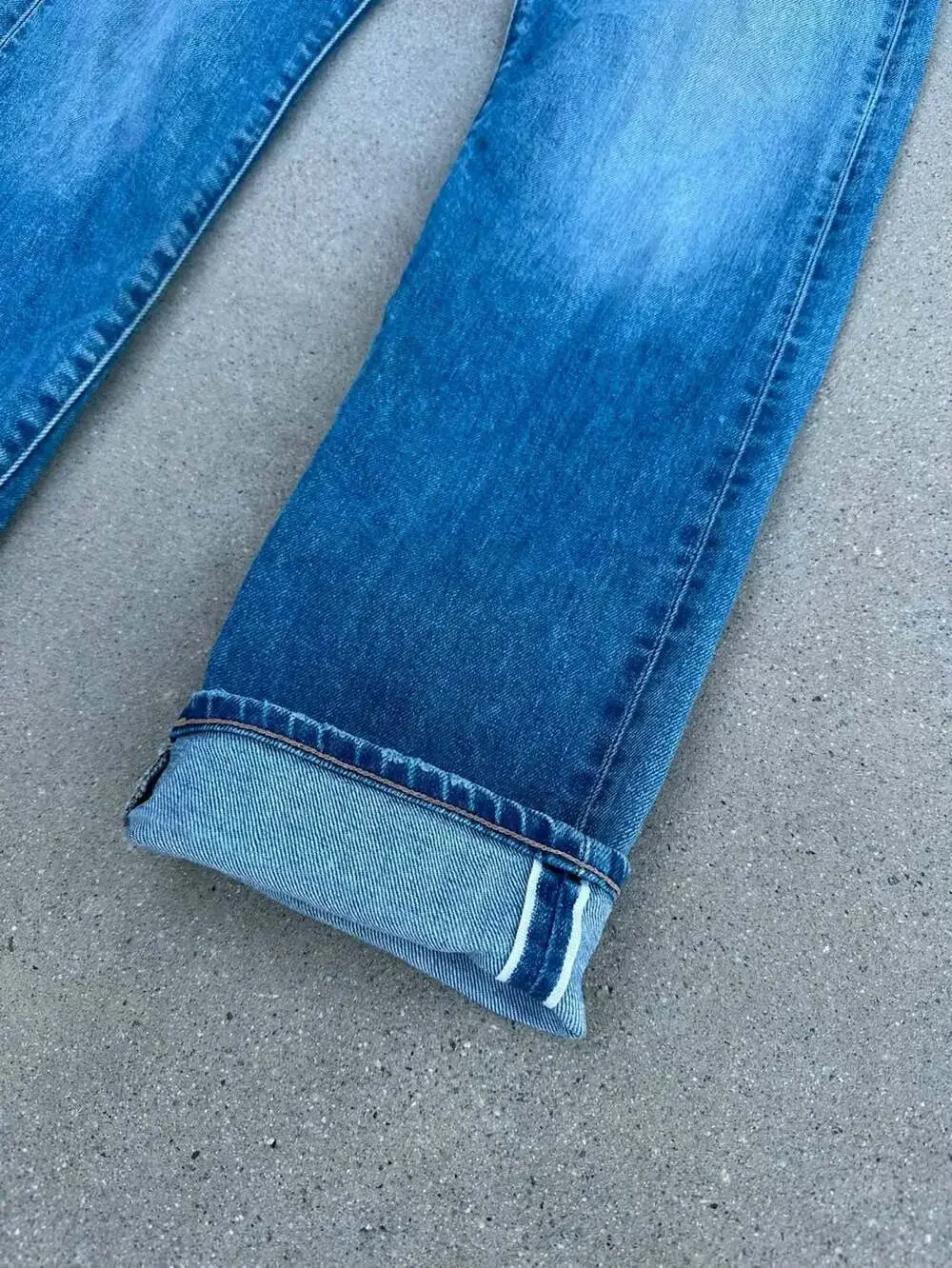 Levi's Men's Distressed Mid Wash Selvedge Denim Jeans